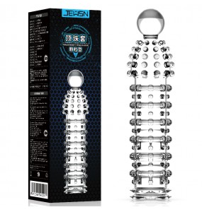 JEUSN - Crystal Penis Sleeve Dotted Type (L:16.5cm - D:4.1cm)